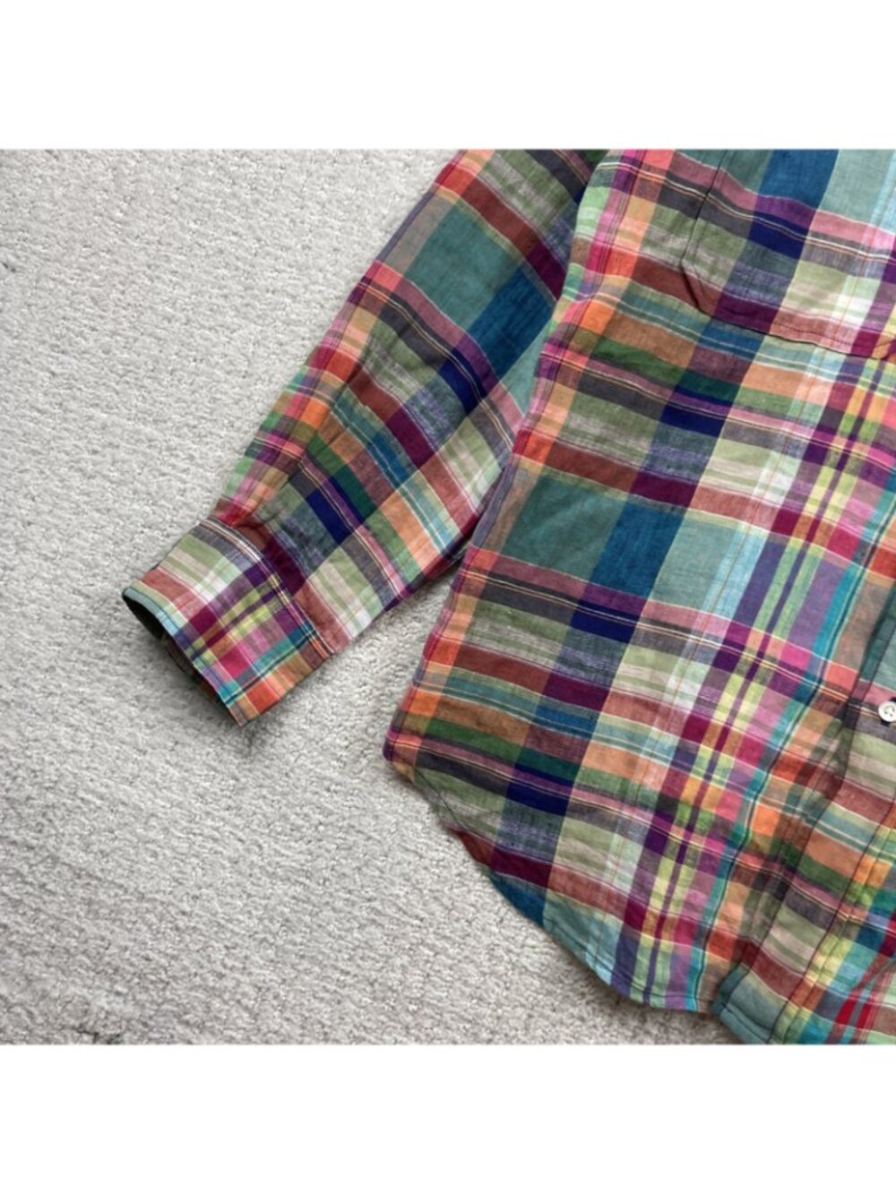 Polo Ralph Lauren Western Linen Button Up Dress Shirt Men Sz M Multicolor Plaid - Picture 3 of 16